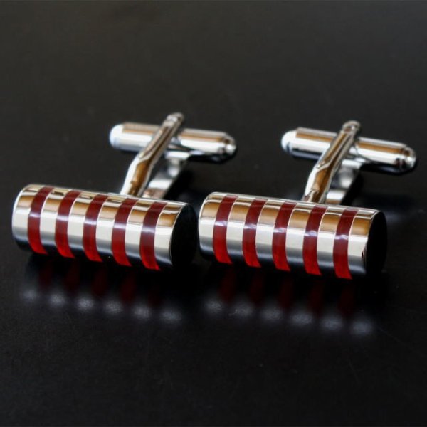 レッドシリンダーカフスボタン（カフリンクス） 画像2