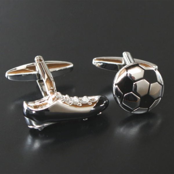 サッカーボール＆スパイク・カフスボタン（カフリンクス） 画像2