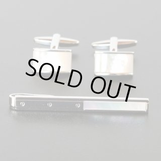 MOPネクタイピン ラウンドMOPカフスセット