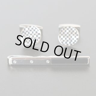 オニキスネクタイピン ラウンドオニキスカフスセット