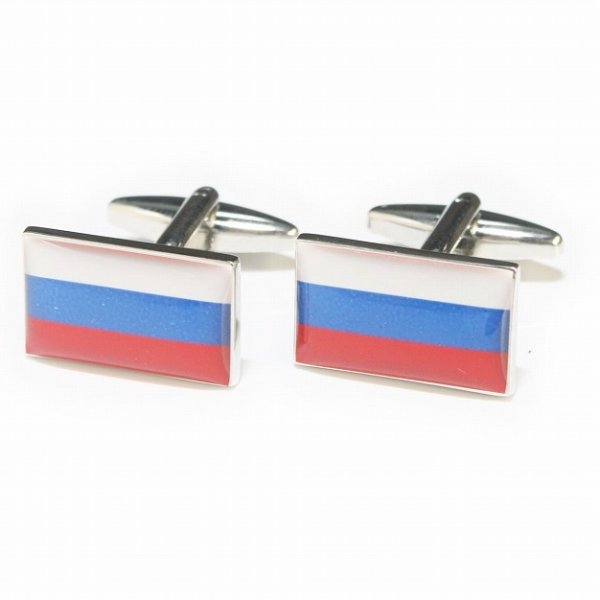 ロシア国旗カフスボタン（カフリンクス） 画像1