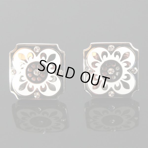 画像1: ブラックフレアースクエアーカフスボタン（カフリンクス） (1)