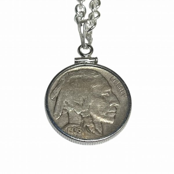 アメリカ・５セント硬貨・インディアン＆バッファローシルバーネックレス 画像4