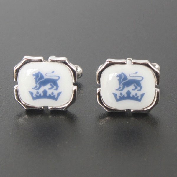 Swank & Royal Copenhagen スワンク & ロイヤルコペンハーゲン ホワイトブルーライオンカフスボタン・ネクタイピンセット 画像3