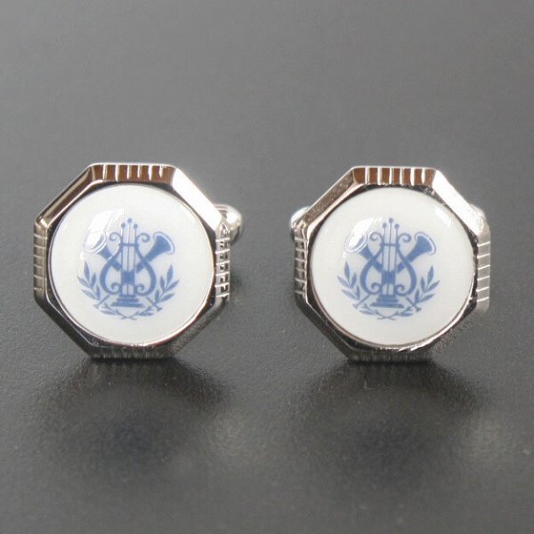 Swank & Royal Copenhagen スワンク & ロイヤルコペンハーゲン ホワイトブルーデザイン1カフスボタン 画像2