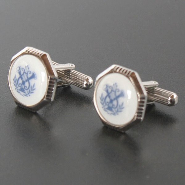Swank & Royal Copenhagen スワンク & ロイヤルコペンハーゲン ホワイトブルーデザイン1カフスボタン 画像3
