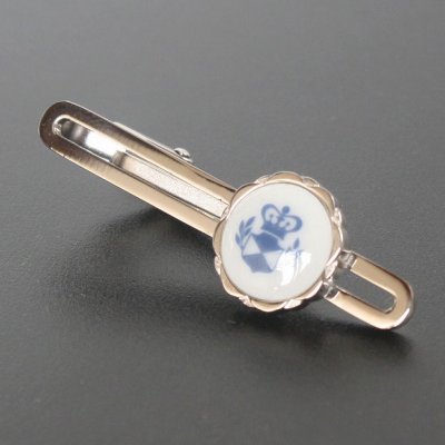 画像1: Swank & Royal Copenhagen スワンク & ロイヤルコペンハーゲン ホワイトブルーデザイン3ネクタイピン