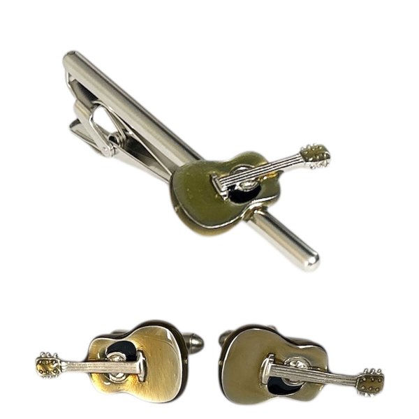 画像1: SWANK スワンク ギターモチーフカフスボタン・ネクタイピンセット (1)