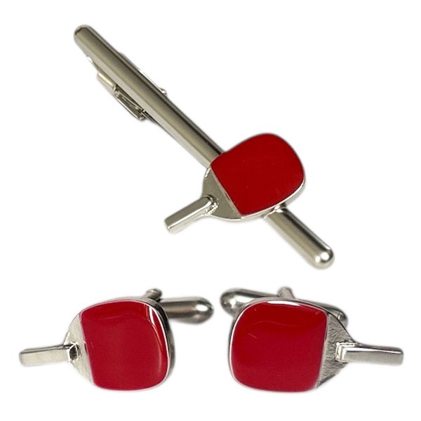 画像1: SWANK スワンク 卓球ラケットカフスボタン・ネクタイピンセット (1)