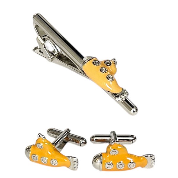 画像1: SWANK スワンク イエローサブマリーンカフスボタン・ネクタイピンセット (1)