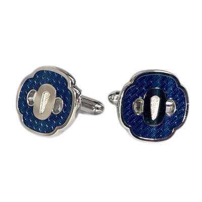 画像2: SWANK スワンク ブルー日本刀&鍔カフスボタン・ネクタイピンセット