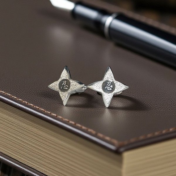 SWANK スワンク 手裏剣ブラックカフスボタン 画像6