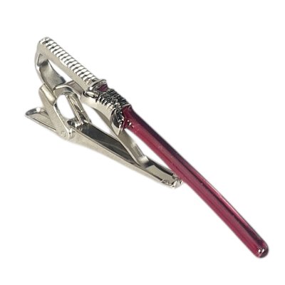 画像1: SWANK スワンク レッド日本刀&鍔カフスボタン・ネクタイピンセット