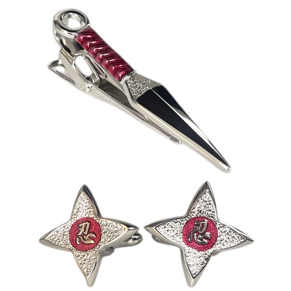 画像1: SWANK スワンク レッドくない＆手裏剣カフスボタン・ネクタイピンセット (1)