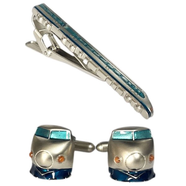 画像1: SWANK スワンク 新幹線カフスボタン・ネクタイピンセット (1)