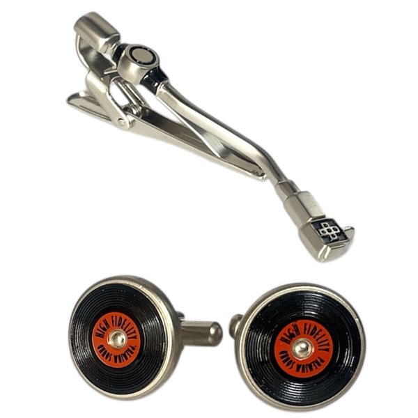 画像1: SWANK スワンク トーンアーム＆レコードカフスボタン・ネクタイピンセット (1)