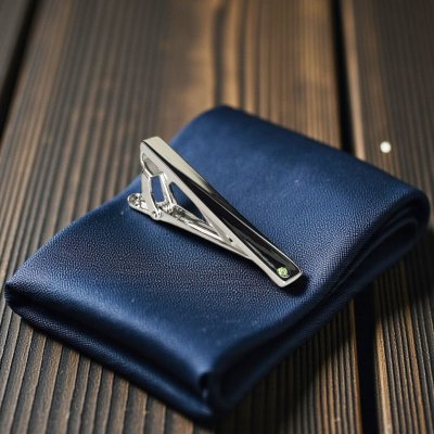 画像1: 8月の誕生石カラー　ペリドットクリスタルガラスカフスボタン・ネクタイピンセット