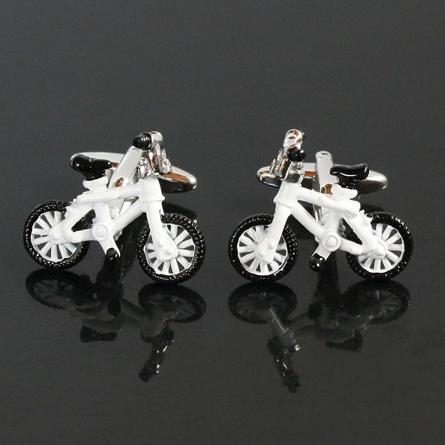 ホワイト自転車カフスボタンを入荷
