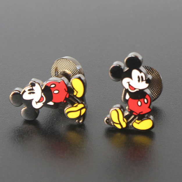 ディズニー ミッキー カフス カフスボタン ミッキーマウス ステンレス ブラック クリスタル Disney 